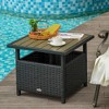 Outsunny 22'' Rattan Wicker Side Table with Steel Frame, Umbrella Insert Hole, Sand Bag for Outdoor, Patio, Garden, Backyard - image 3 of 4