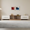 LOVSON 74.8''-102.4''Extendable TV Stand with 2 Large Storage Cabinets,Open Shelves,for Living Room/Bedroom Media Console,White+Walnut - 2 of 4