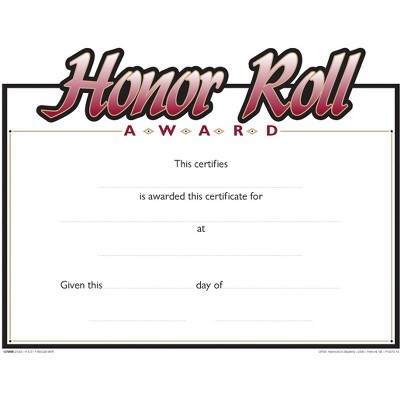 Hammond & Stephens Raised Print Honor Roll Recognition  Award, 11 x 8-1/2 inches, pk of 25