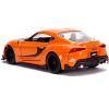 Toyota GR Supra Orange with Black Stripes "Fast & Furious 9 F9" (2021) Movie 1/32 Diecast Model Car by Jada - 3 of 3