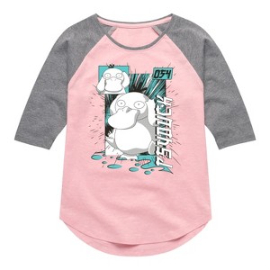 Girls' - Pokémon - Psyduck Anime Shirt Tail Raglan Graphic T-shirt - 1 of 4