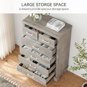 Modern 6-Drawer Dresser,45" Tall Grey Wooden Chest with Large Storage Drawers for Bedroom, Closet & Entryway - 1 of 4