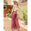 Clearlove Womens Wide Leg Palazzo Pants Belted High Waist Casual Long Trousers with Pockets Travel Outfits - 2 of 4