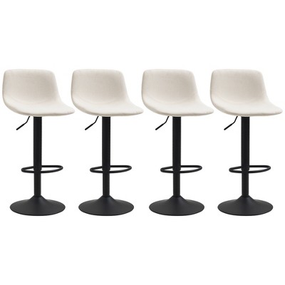 Adjustable Cream White Swivel Bar Stools with Metal Base, Set of 4