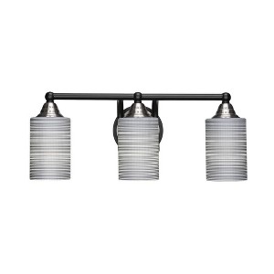 Toltec Lighting Paramount 3 - Light Vanity in  Matte Black/Brushed Nickel with 4" Gray Matrix Shade - 1 of 1