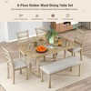 6-Piece Rubber Wood Dining Table Set with Cushioned Chairs & Bench â€?Geometric Pattern Tabletop & Distressed Finish for Kitchen and Dining Room - 4 of 4