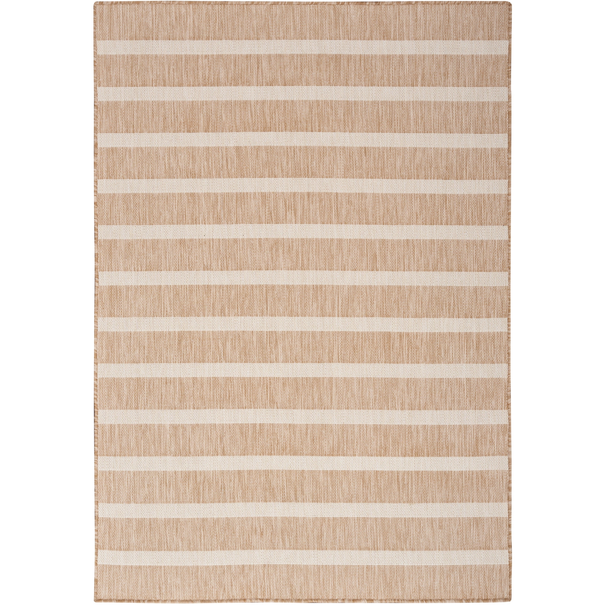 Nourison Positano Modern Stripes Flatweave Indoor Outdoor Low Pile Area Rug Beige Ivory 6' x 9'