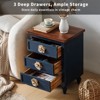 Sapphtopaz Farmhouse Nightstand with Unique Floral Knobs Handle Rustic End Table with 3 Drawers & Gourd Legs Night Stand for Bedroom,Living Room - 4 of 4