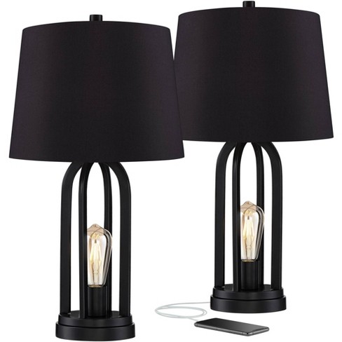 360 Lighting Industrial Table Lamps Set, Black Industrial Table Lamp Shade