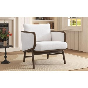 CAVINAS Upholstered Accent Chair,Set of 1/2,Chic Armchair with Pillow Back,Contemporary Lounge Chair for Living Room,White - 1 of 4