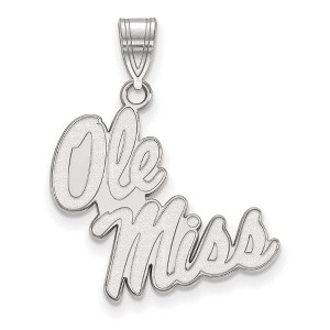 Black Bow Jewelry 10k White Gold Mississippi Rebels NCAA Large Pendant - 1 of 3
