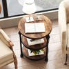 Round Side Table with Three Shelves Brown Elegant Coffee Table for Small Spaces High Load Capacity Easy to Assemble - 3 of 4