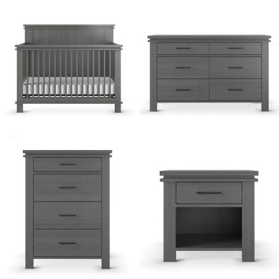 Child Craft Denman Crib, Dresser, Chest, and Nightstand 4-Piece Nursery Set, Grows with Your Baby