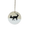 Northlight Winter Deer with Pine Trees on Wooden Disc Christmas Ornament - 3.75" - Beige - image 3 of 3