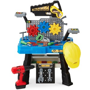 Best Choice Products Pretend Play Kid's Workbench, Child's Construction Toy Set w/ 150 Accessories, Electric Drill - 1 of 4