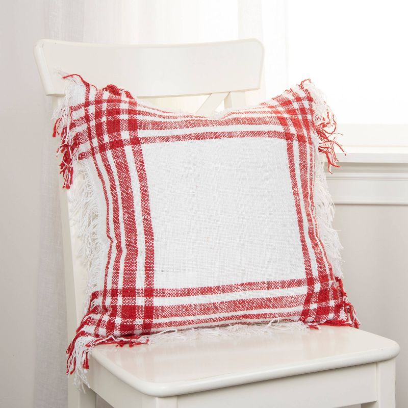 18"x18" Poly Filled Plaid Square Throw Pillow - Rizzy Home, 6 of 10