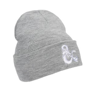 Dungeons & Dragons  Ampersand Logo Embroidery Heather Gray Acrylic Knit Cuff Beanie - 1 of 4