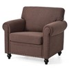 VYNXARIA The Luxurious 1-Seat Sofa Chair that Combines Elegance and Comfort, Adorned with Silver Nailhead Trim£¬Brown£¬Fabric - 3 of 4