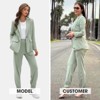 EXLURA Women's Business One Button Blazer Jacket High Elastic Waist Pant Suit Set Casual Loose 2 Piece Suits Office Work - 4 of 4