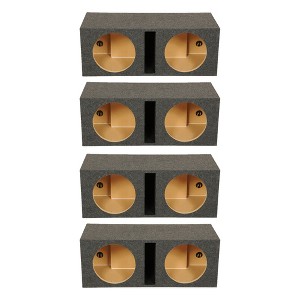 QPower QBASS Dual 10 Inch Heavy Duty MDF Car Audio Subwoofer Enclosure Boxes with Shared Slot Port Vent and Dual Chamber Design, Charcoal (4 Pack) - 1 of 4