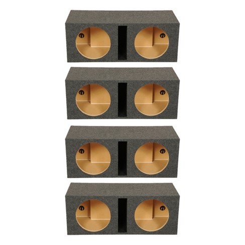 Qpower Qbass Dual 10 Inch Heavy Duty Mdf Car Audio Subwoofer Enclosure Boxes  With Shared Slot Port Vent And Dual Chamber Design, Charcoal (4 Pack) :  Target