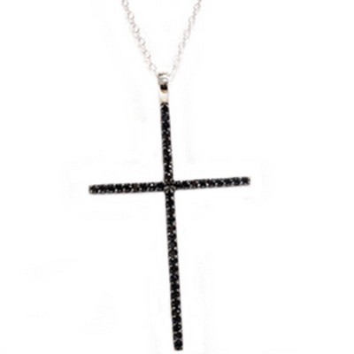 Pompeii3 White Gold 1/2ct Black Diamond Cross Pendant Necklace