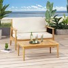 Christopher Knight Home Willowbrook Outdoor Acacia Wood Loveseat and Coffee Table - 2 of 4