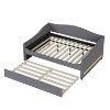 TIRAMISUBEST Teddy Fleece Upholstered Daybed with LED Light and Trundle, Twin/Full Size Daybed Frame Sofa Bed with Wood Slats Support - 4 of 4
