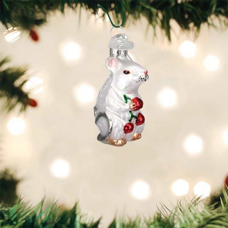 Old World Christmas 2.0 Inch Miniature White Christmas Mouse Ornament Twas The Night Mice Tree Ornaments, 2 of 3