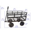 FURNIinspire Wheelbarrows And Lawn Carts Double Fence Utility  Cart Wagon Cart Garden Cart, Ideal For Outdoor Activities, Black, 41“*20"*39" - 3 of 4