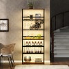 78.74"H LED Bar Cabinet, Buffet Sideboard with 6 Levels and Wine Bottle Racks, Black/Gold, 4A -ModernLuxe - 2 of 4