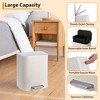 Bathroom Trash Can, 3.2 Gal/12L Stainless Steel Waste Bin, Soft-Close Lid, Narrow Step-on Garbage Bin - with Removable Plastic Inner Buckets (White) - 4 of 4