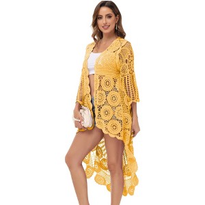 Anna-Kaci Women's Crochet Boho Duster Summer Boho Cover-Up Cardigan - 1 of 4