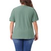 Agnes Orinda Women's Plus Size Summer Eyelet V Neck Short Sleeve Blouse - 4 of 4