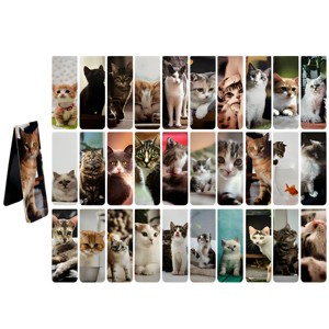Wrapables Magnetic Bookmarks, Page Marker, Page Clips Reading Supplies (Set of 30), Playful Cats - 1 of 4