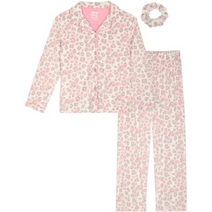 Sleep On It Girls 2-Piece Button-Front Coat Pajama Set - 1 of 4