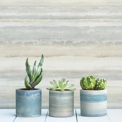 Tan Watercolor Stripe Peel and Stick Vinyl Wallpaper