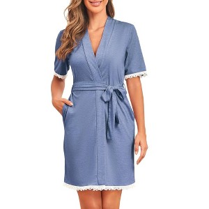 Women's Robe Lightweight Soft Bathrobe Sleepwear Ladies Loungewear with Pockets - 1 of 4