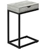 Vynxaria Contemporary C-Shaped Accent Table, Grey Laminate, Black Metal, 16" L x 10" W x 25" H - 3 of 4