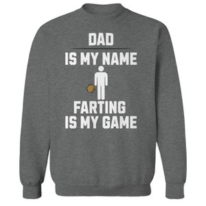 Rerun Island Men's Dad Is My Name Long Sleeve Graphic Cotton Pullover Sweatshirt - Graphite Heather M - 1 of 3