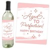 Big Dot of Happiness Pink Rose Gold Birthday - Happy Birthday Party Decorations for Women and Men - Wine Bottle Label Stickers - Set of 4 - 2 of 4