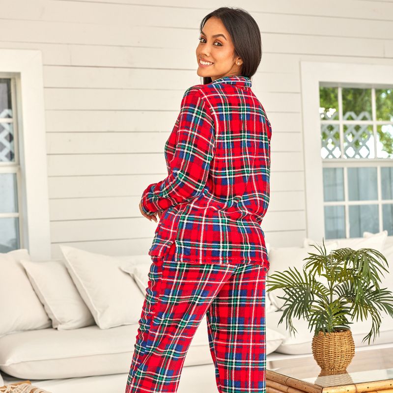 Women's Soft Warm Fleece Pajamas Lounge Set, Long Sleeve Top and Pants, PJ, 5 of 8