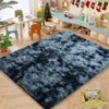 Tie-Dyed Blue Gray Shag Rug, Ultra Soft 1.7" Thick, Non-Slip Backing, 100% Polyester, Multi Sizes - 2 of 4