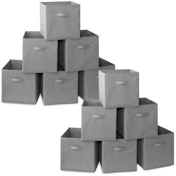 Casafield Set of 12 Collapsible Fabric Storage Cube Bins, Foldable Cloth Baskets for Shelves and Cubby Organizers