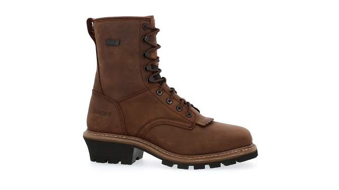 Men's Rocky Square Toe Logger Composite Toe Waterproof Work Boot, 2 of 9, play video