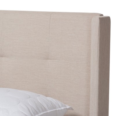 Lisette Beige Upholstered Queen Bed with Tufted Headboard