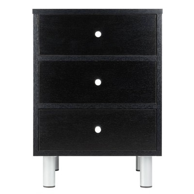 Daniel Black Composite Wood 3-Drawer Nightstand