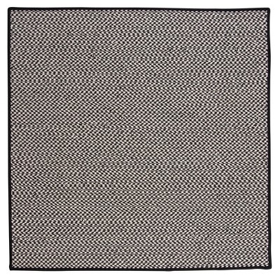 Colonial Mills Outdoor Houndstooth Tweed Braided Rug, Black 4' square, Square Shape