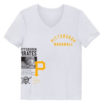 MLB Pittsburgh Pirates Girls' White V-Neck T-Shirt