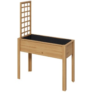 Aghana Digitals Fir Wood Raised Garden Bed with 8 Separate Cells, Lockable Wheels, Storage Shelf & - 1 of 4